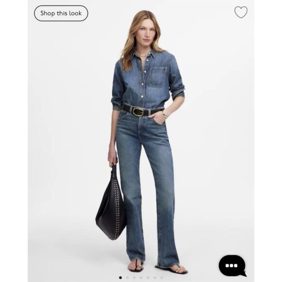Madewell $148 Relaxed Bootcut Jeans High Rise Full Length Concho Wash Size 27 - Picture 1 of 16